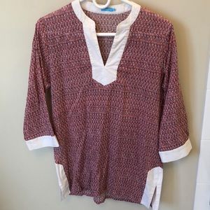 J McLaughlin Pink and Navy 3/4 Tunic